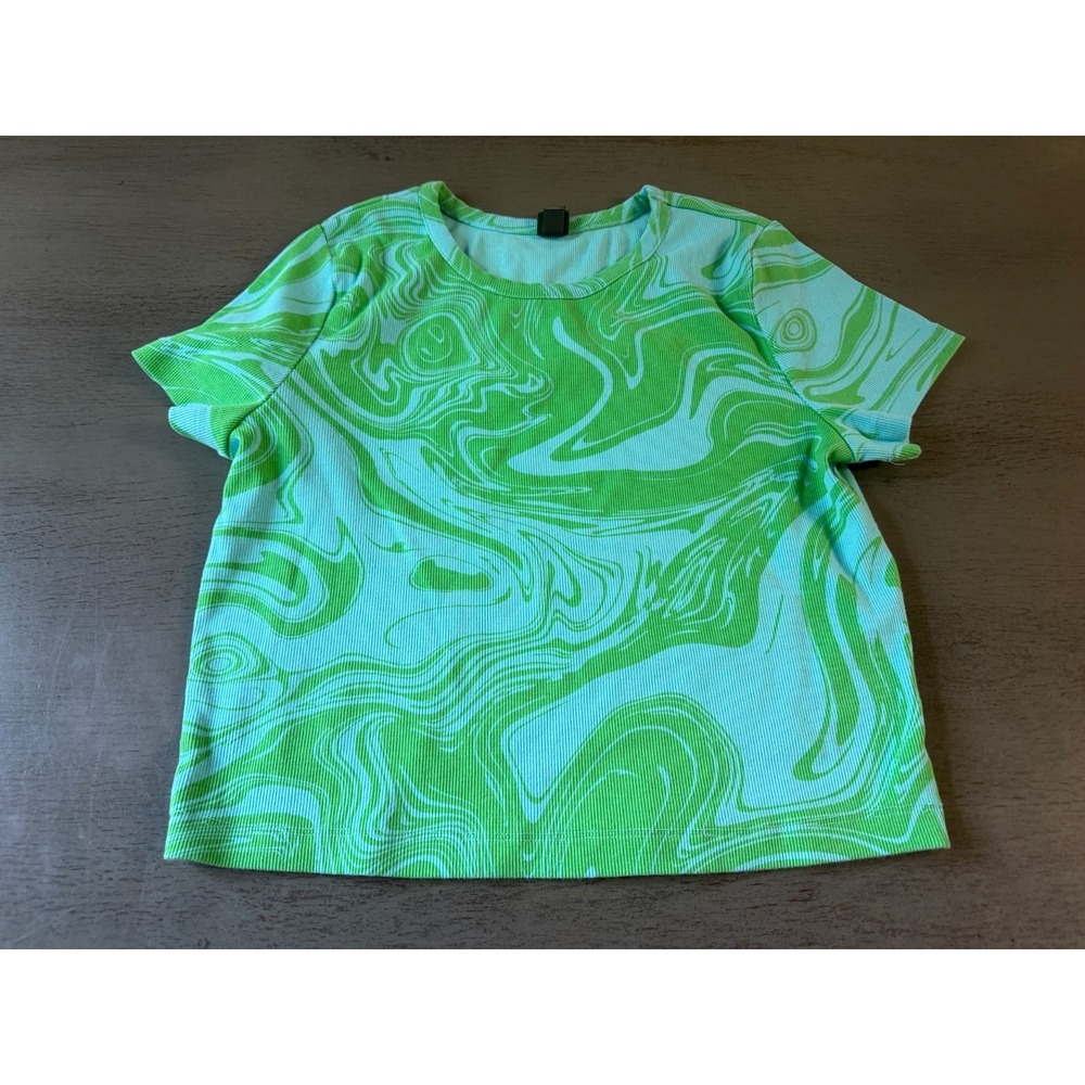 blue green ribbed WILD FABLE cropped crop plus size shirt XXL 2X